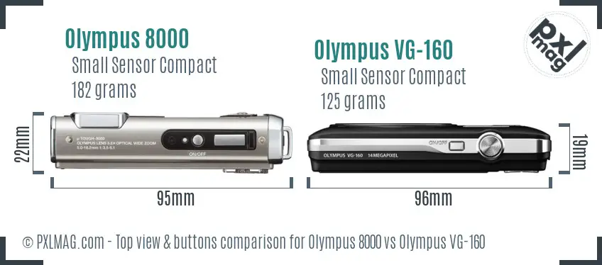 Olympus 8000 vs Olympus VG-160 top view buttons comparison