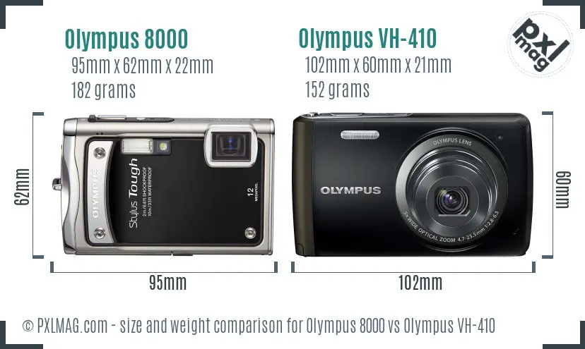 Olympus 8000 vs Olympus VH-410 size comparison