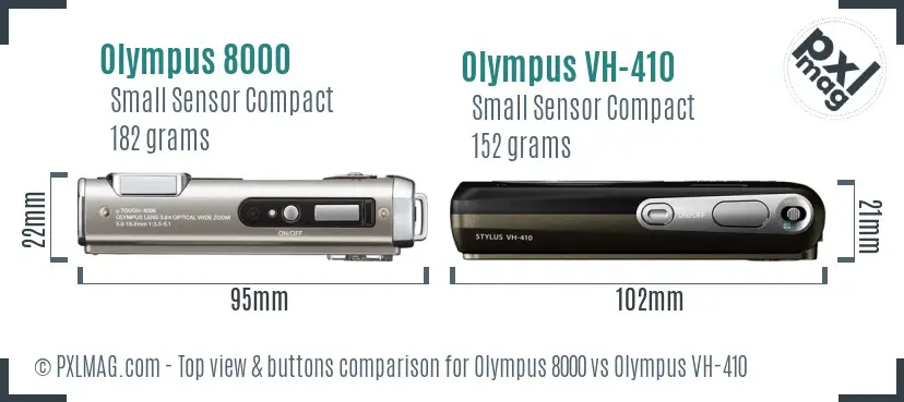Olympus 8000 vs Olympus VH-410 top view buttons comparison
