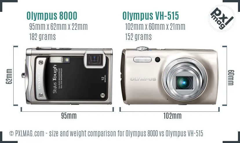 Olympus 8000 vs Olympus VH-515 size comparison