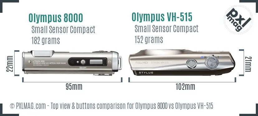 Olympus 8000 vs Olympus VH-515 top view buttons comparison