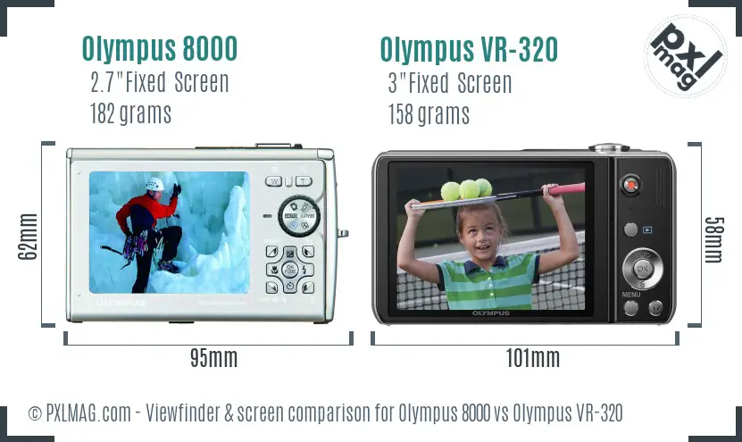 Olympus 8000 vs Olympus VR-320 Screen and Viewfinder comparison