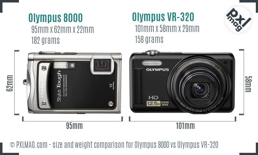 Olympus 8000 vs Olympus VR-320 size comparison