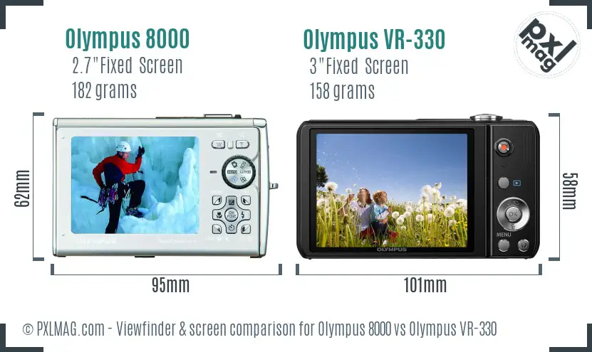 Olympus 8000 vs Olympus VR-330 Screen and Viewfinder comparison