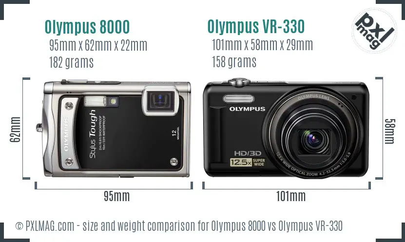 Olympus 8000 vs Olympus VR-330 size comparison