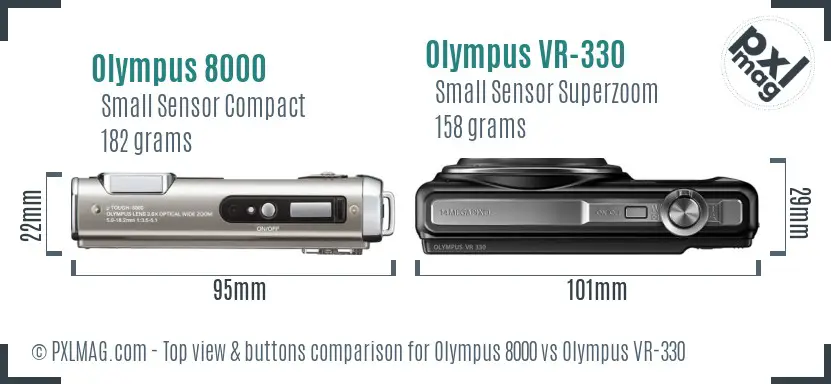 Olympus 8000 vs Olympus VR-330 top view buttons comparison