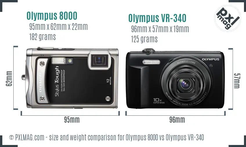 Olympus 8000 vs Olympus VR-340 size comparison