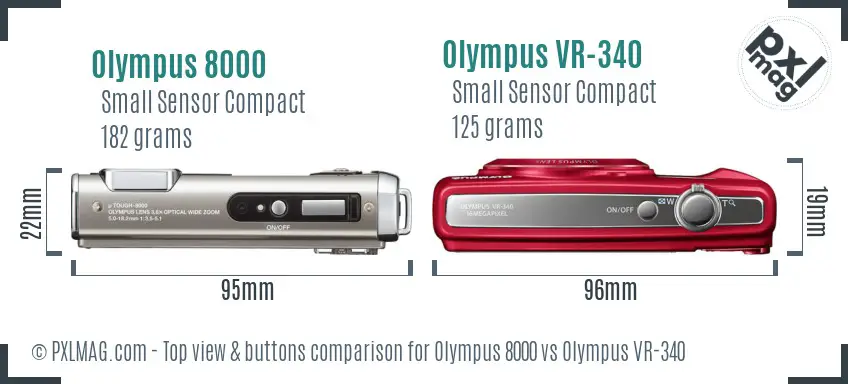Olympus 8000 vs Olympus VR-340 top view buttons comparison