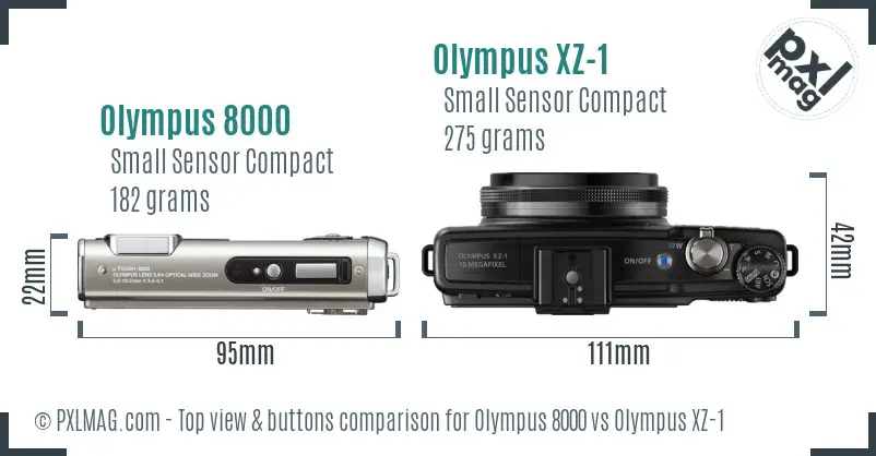 Olympus 8000 vs Olympus XZ-1 top view buttons comparison