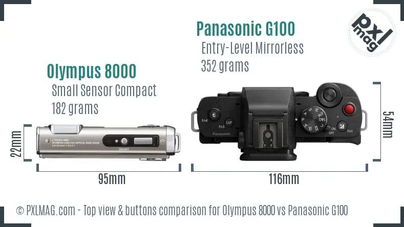 Olympus 8000 vs Panasonic G100 top view buttons comparison