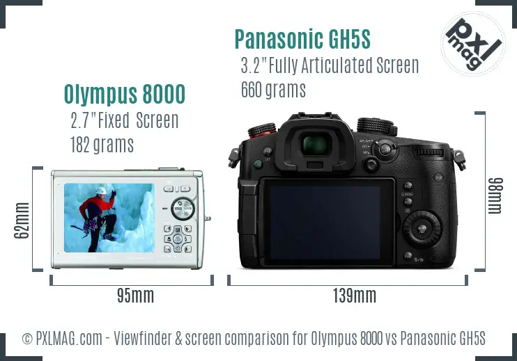 Olympus 8000 vs Panasonic GH5S Screen and Viewfinder comparison