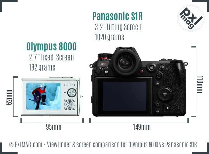 Olympus 8000 vs Panasonic S1R Screen and Viewfinder comparison