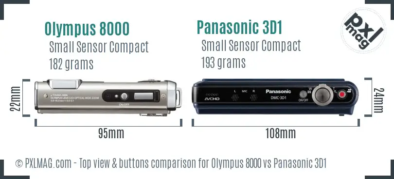 Olympus 8000 vs Panasonic 3D1 top view buttons comparison