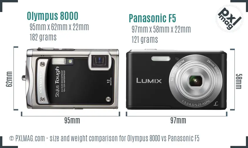 Olympus 8000 vs Panasonic F5 size comparison