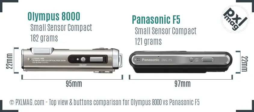 Olympus 8000 vs Panasonic F5 top view buttons comparison