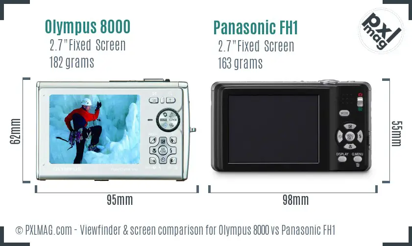 Olympus 8000 vs Panasonic FH1 Screen and Viewfinder comparison