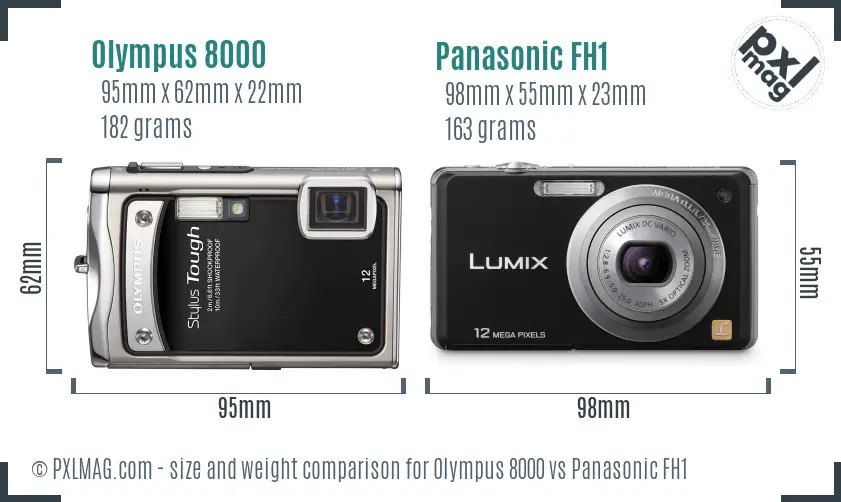 Olympus 8000 vs Panasonic FH1 size comparison