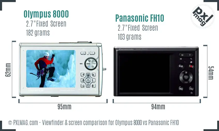 Olympus 8000 vs Panasonic FH10 Screen and Viewfinder comparison
