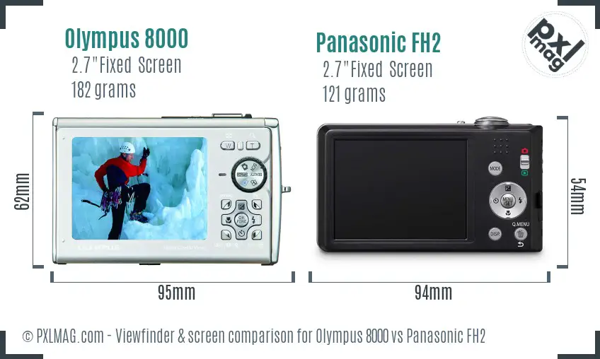 Olympus 8000 vs Panasonic FH2 Screen and Viewfinder comparison
