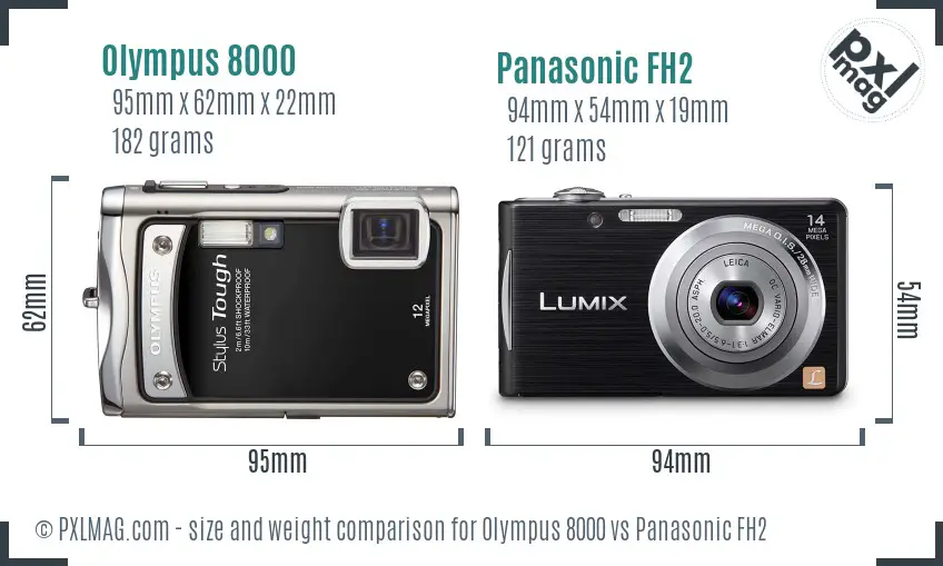 Olympus 8000 vs Panasonic FH2 size comparison