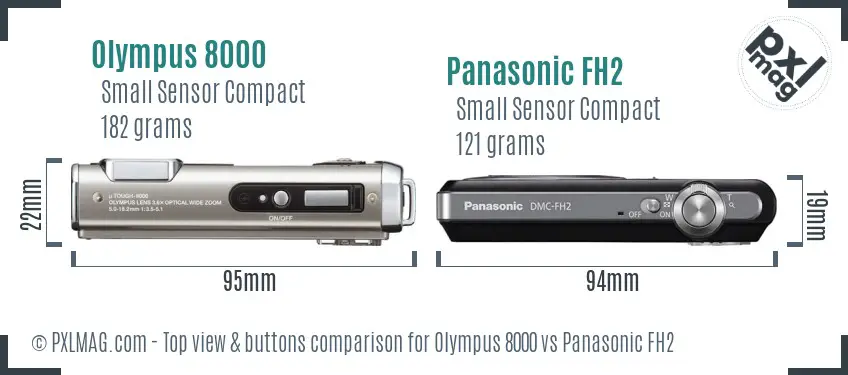 Olympus 8000 vs Panasonic FH2 top view buttons comparison