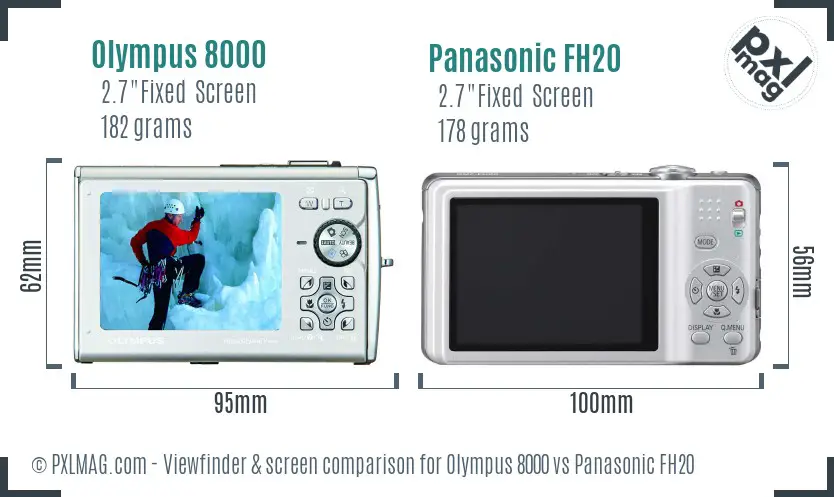 Olympus 8000 vs Panasonic FH20 Screen and Viewfinder comparison