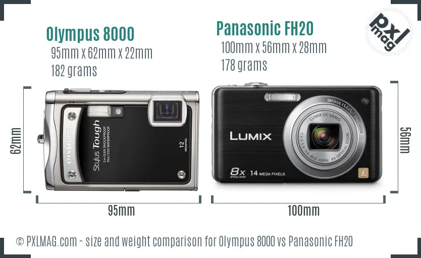 Olympus 8000 vs Panasonic FH20 size comparison