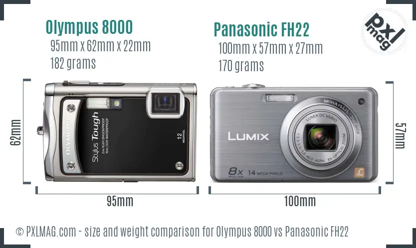 Olympus 8000 vs Panasonic FH22 size comparison