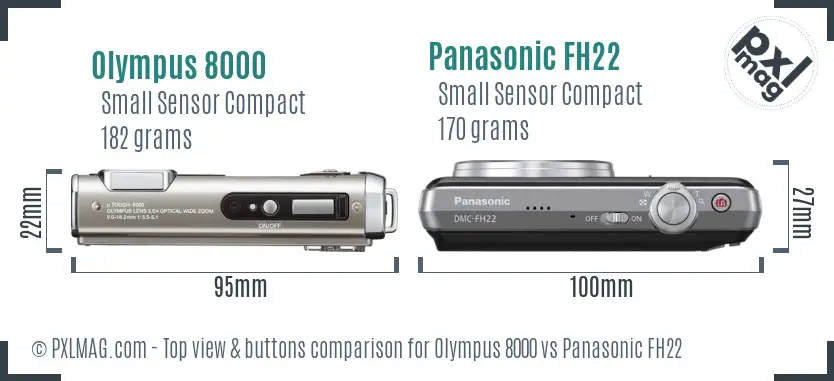 Olympus 8000 vs Panasonic FH22 top view buttons comparison
