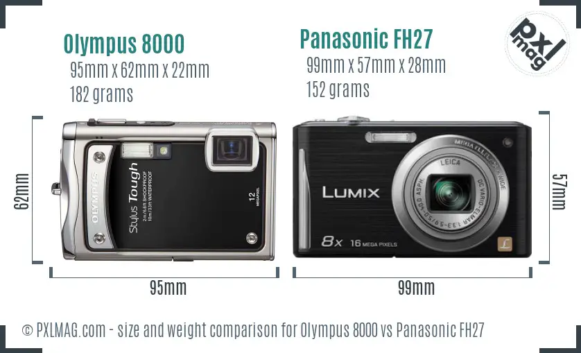 Olympus 8000 vs Panasonic FH27 size comparison