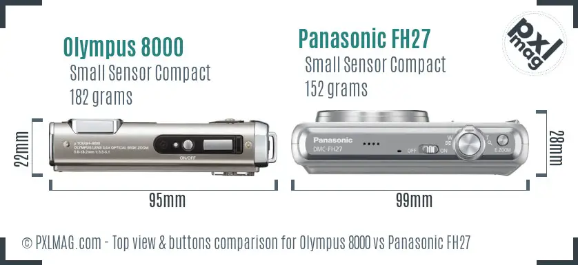 Olympus 8000 vs Panasonic FH27 top view buttons comparison
