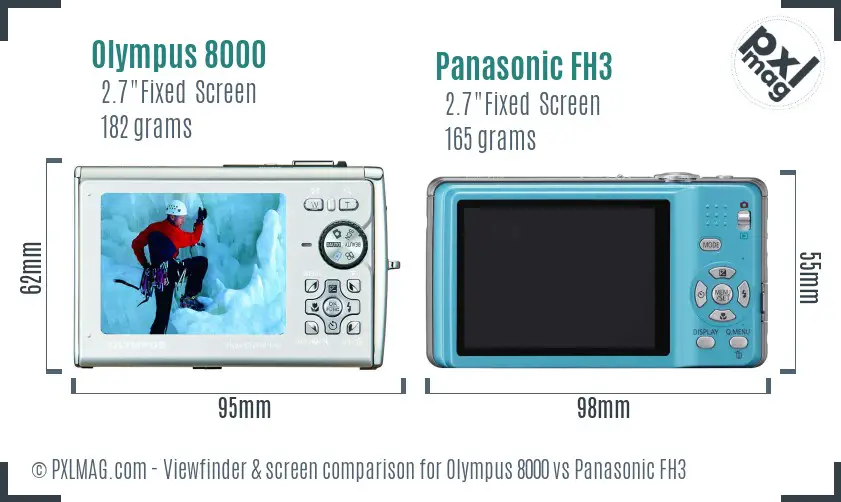Olympus 8000 vs Panasonic FH3 Screen and Viewfinder comparison