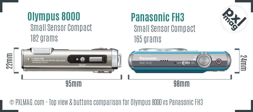 Olympus 8000 vs Panasonic FH3 top view buttons comparison