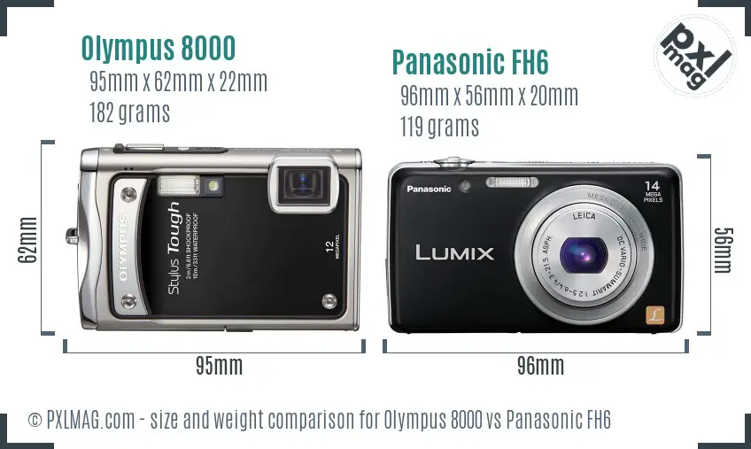 Olympus 8000 vs Panasonic FH6 size comparison