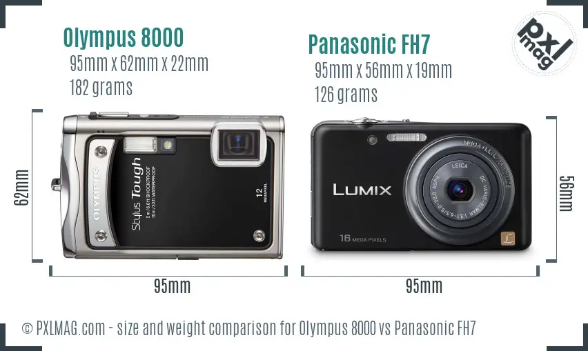 Olympus 8000 vs Panasonic FH7 size comparison