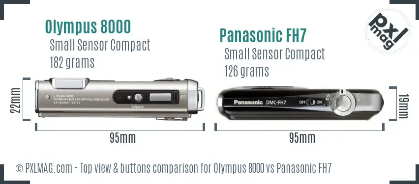 Olympus 8000 vs Panasonic FH7 top view buttons comparison