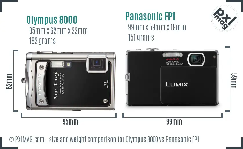 Olympus 8000 vs Panasonic FP1 size comparison