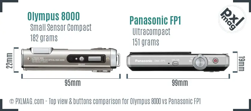 Olympus 8000 vs Panasonic FP1 top view buttons comparison