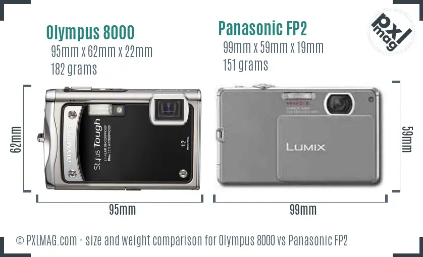 Olympus 8000 vs Panasonic FP2 size comparison