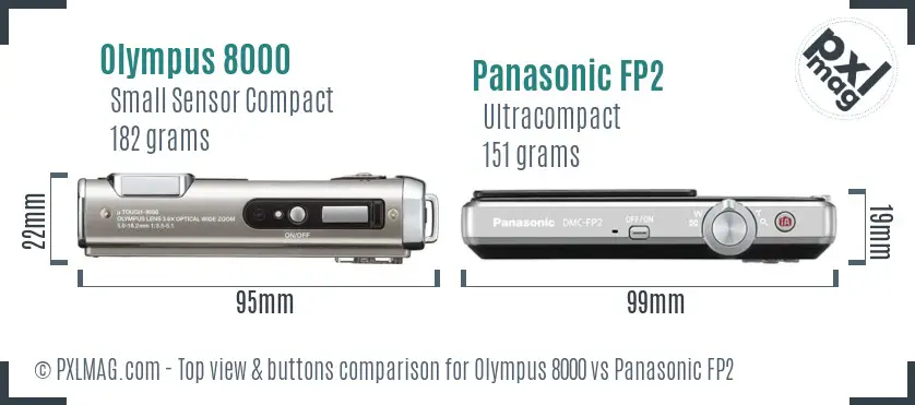 Olympus 8000 vs Panasonic FP2 top view buttons comparison