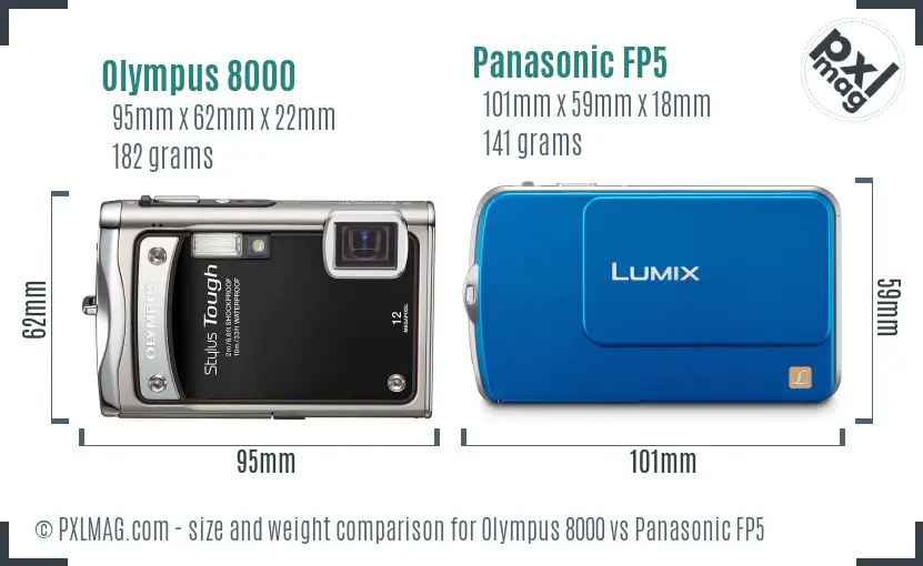 Olympus 8000 vs Panasonic FP5 size comparison