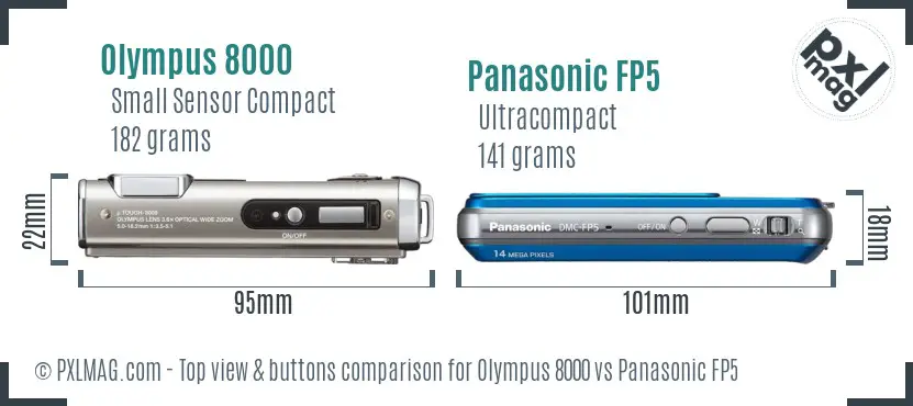 Olympus 8000 vs Panasonic FP5 top view buttons comparison