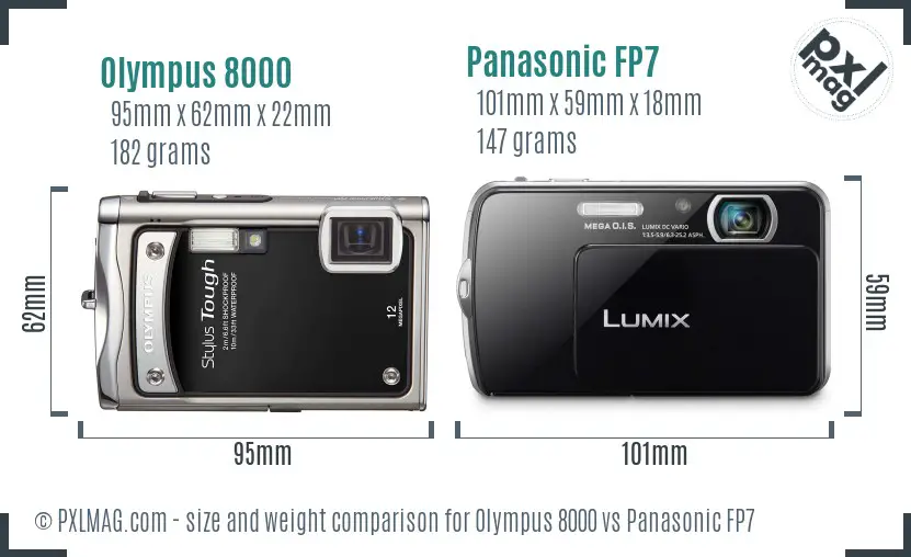 Olympus 8000 vs Panasonic FP7 size comparison