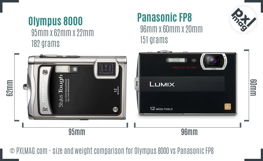 Olympus 8000 vs Panasonic FP8 size comparison