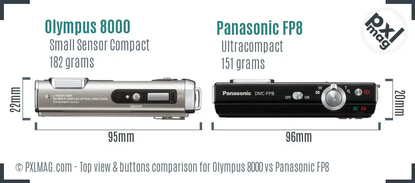 Olympus 8000 vs Panasonic FP8 top view buttons comparison