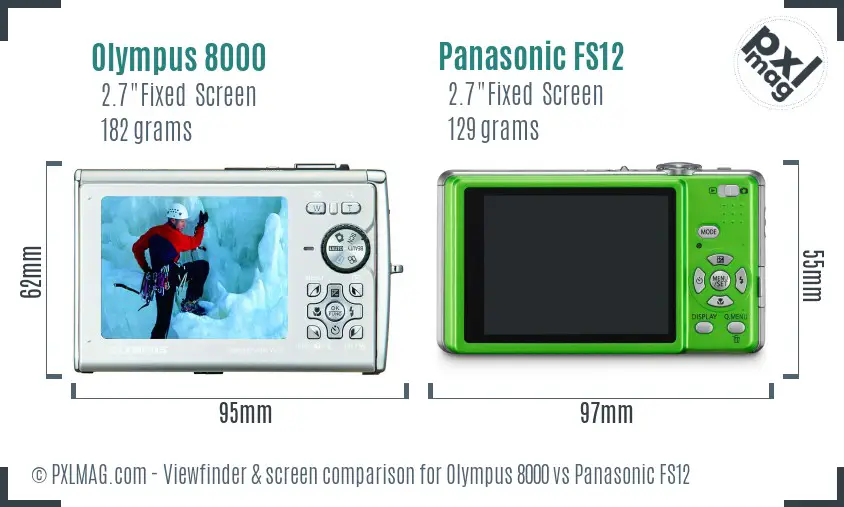 Olympus 8000 vs Panasonic FS12 Screen and Viewfinder comparison