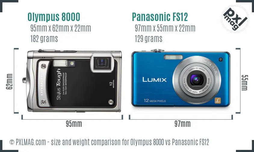 Olympus 8000 vs Panasonic FS12 size comparison