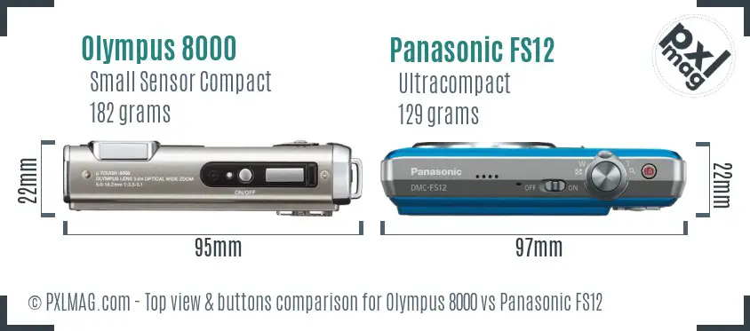Olympus 8000 vs Panasonic FS12 top view buttons comparison