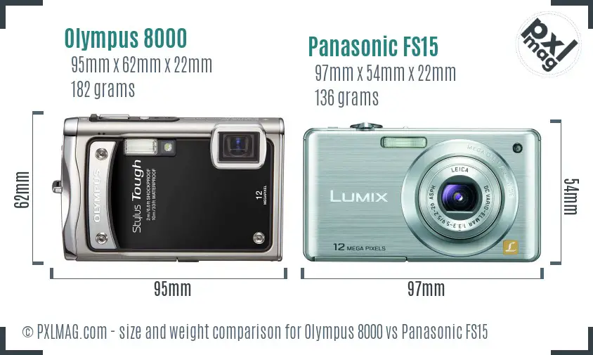 Olympus 8000 vs Panasonic FS15 size comparison