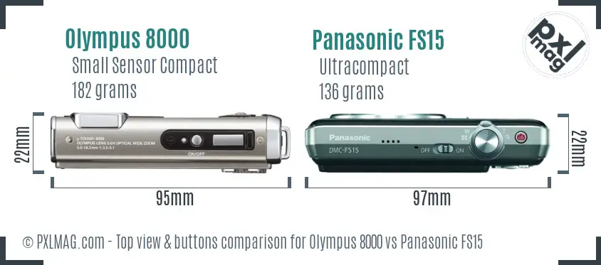 Olympus 8000 vs Panasonic FS15 top view buttons comparison